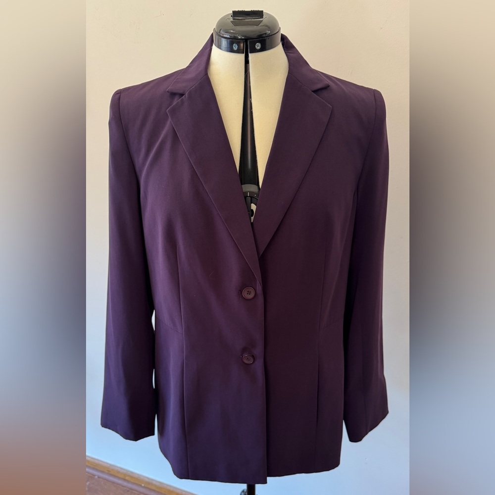 Vintage Norton McNaughton Plum Purple Blazer Size 10 Minimalist Classic Workwear